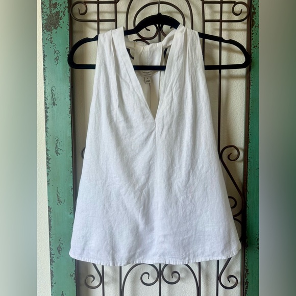Banana Republic White Linen Blend Open Back Top NWT Size Small Lined - Picture 2 of 9